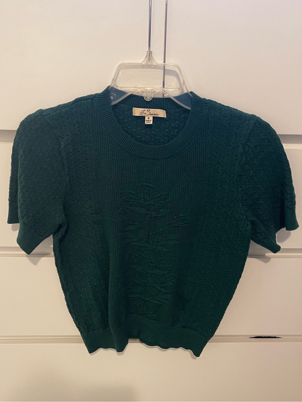 Les Serein Lea Textured Crewneck Short Sleeve Sweater